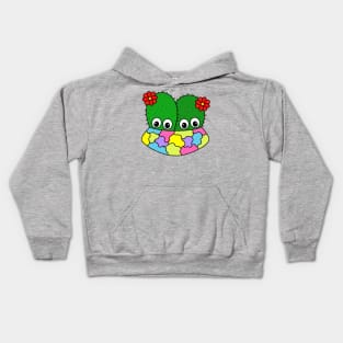 Cute Cactus Design #314: Cacti Couple With Flowers In Pretty Pot Kids Hoodie